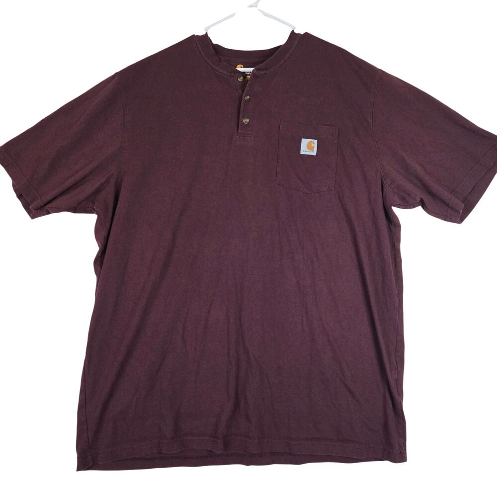 Carhartt Mens 2XL Tall Maroon Button tshirt Original Fit 0854